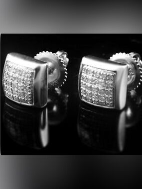 Mens 14K White Gold Over Solid Sterling Silver
1/4 CTW Diamonds
Designer Earring